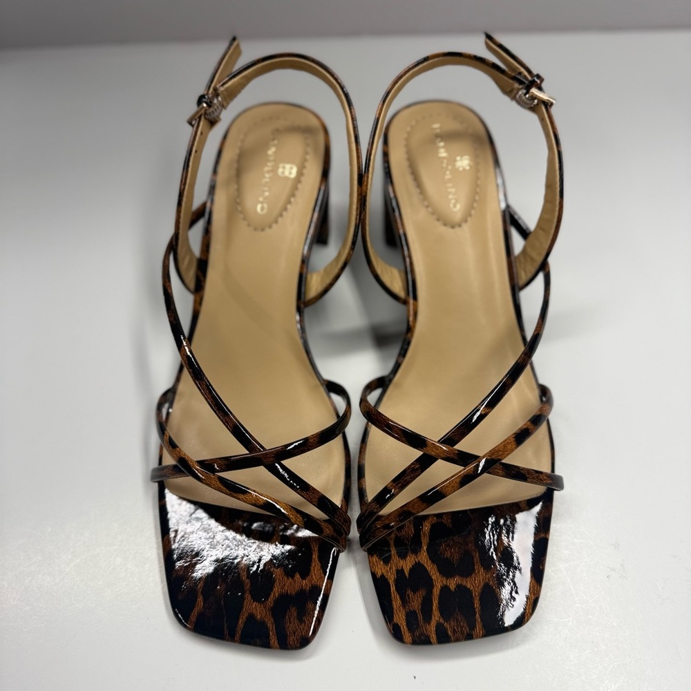 Bandolino leopard patent sandals size 8